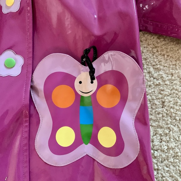 Kidorable Little Girl’s Hooded Purple Butterfly Raincoat Size 4T - Picture 7 of 8